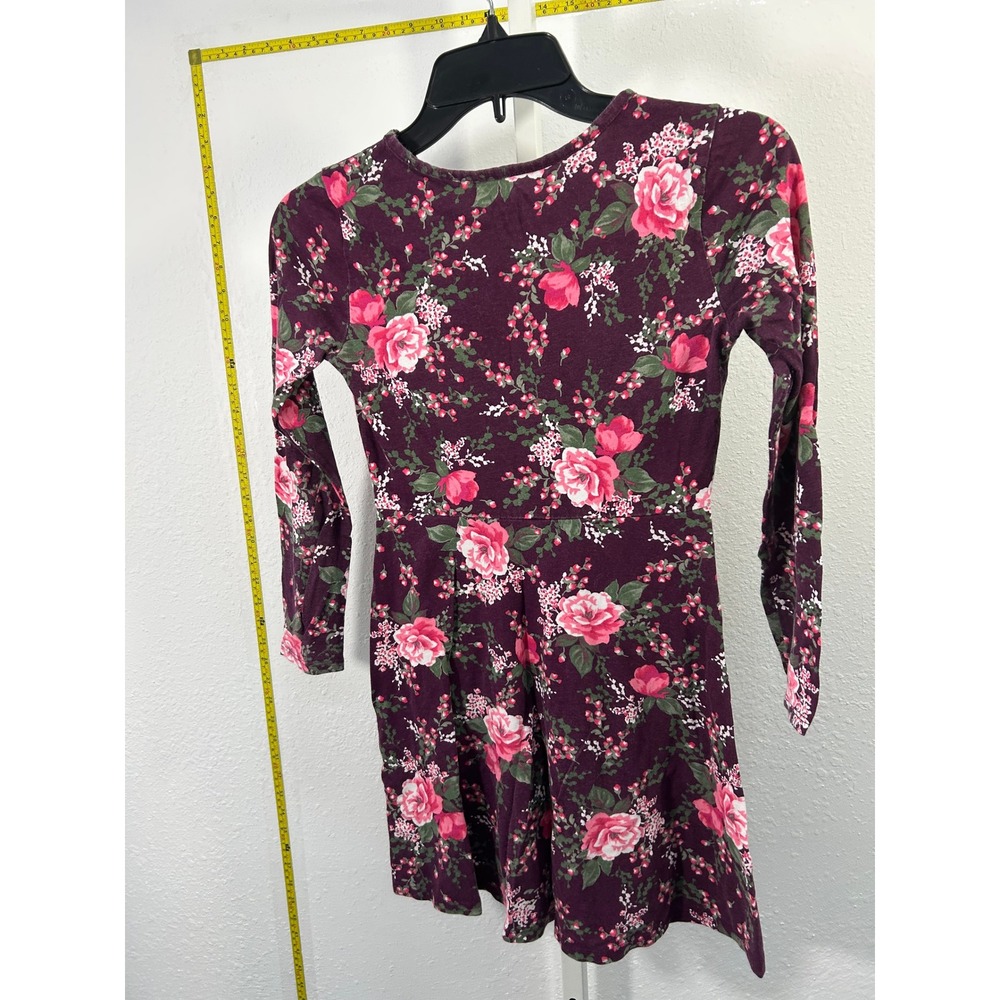 The Childrens Place Girl Purple Floral Long Sleeve Dress Size L 10/12 Rose Print